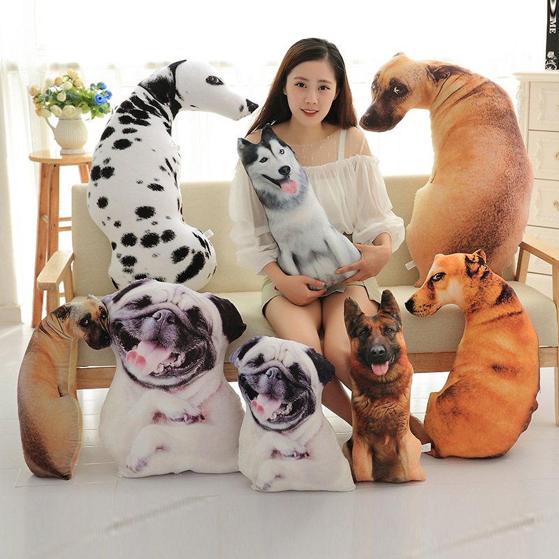 3D哈士奇柯基柴犬仿真抱枕睡覺玩偶