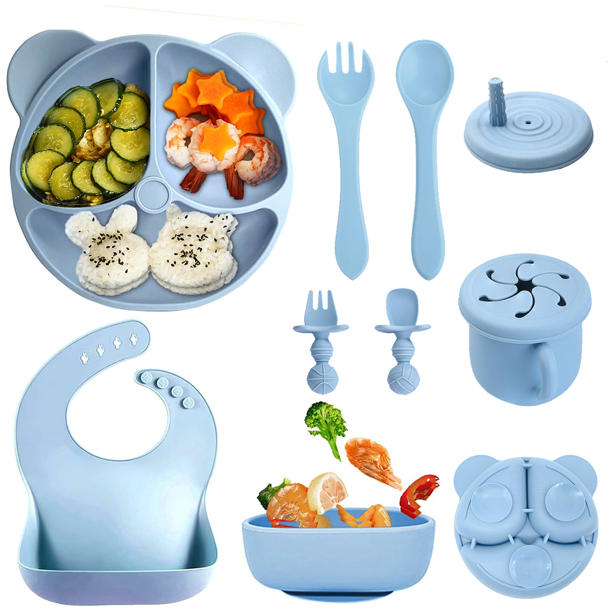 硅胶宝宝餐盘套装