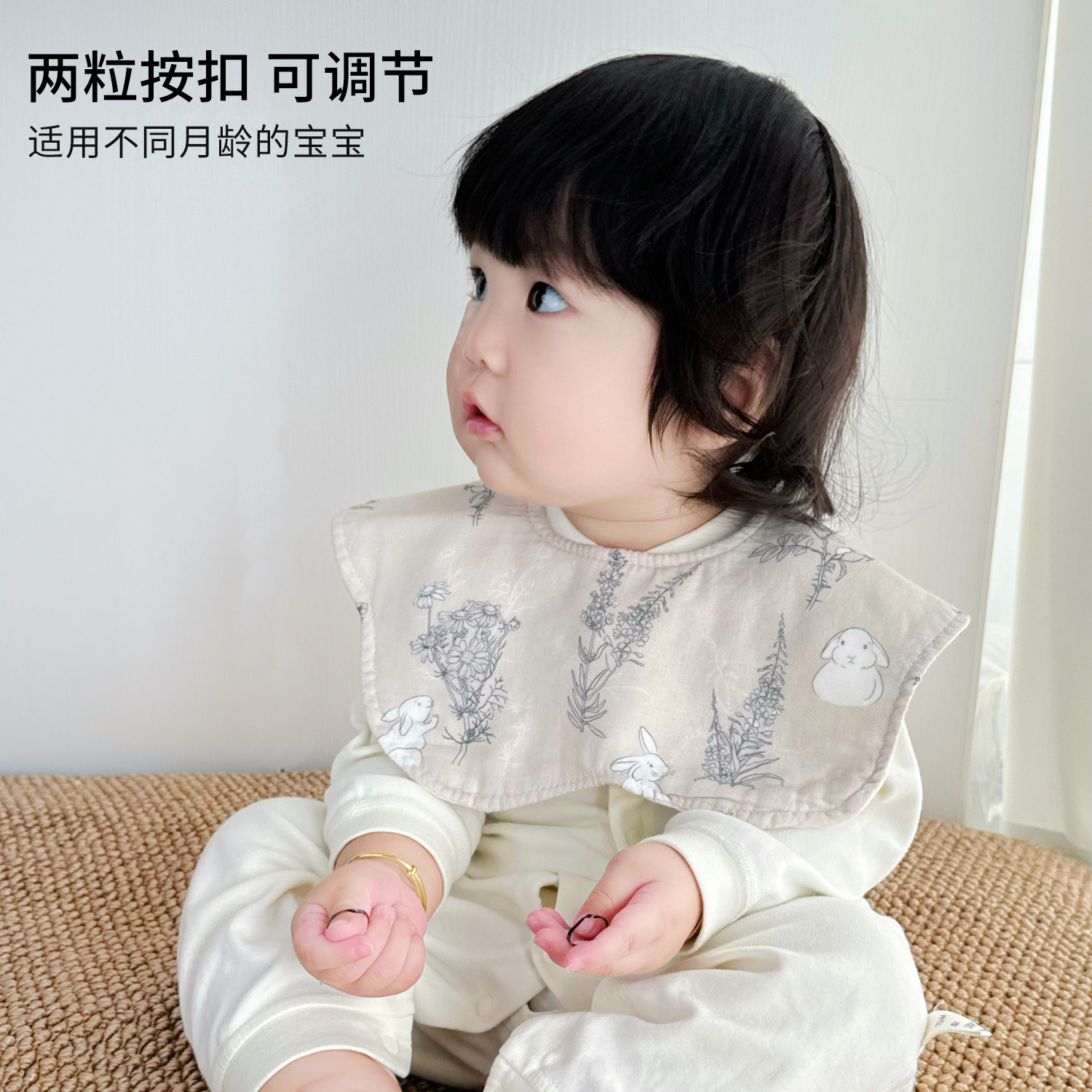 a类竹棉新生兒口水兜花